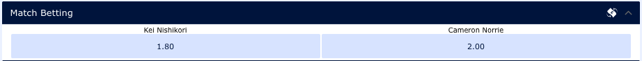 Screenshot of Cameron Norrie v Kei Nishikori William Hill